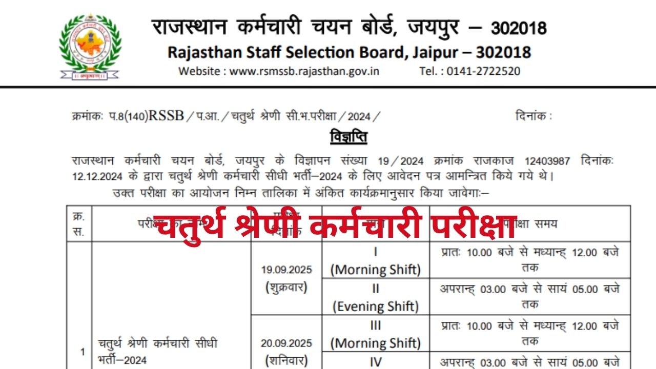 Rajasthan 4th Grade Exam Date